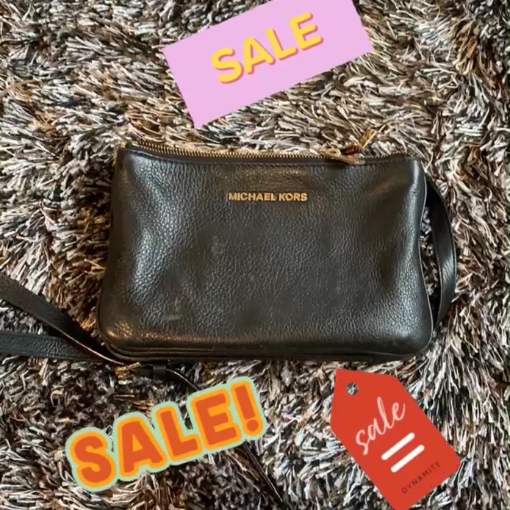 Authentic micheal kors crossbody bag black & gold
